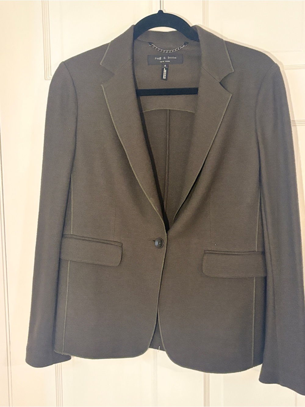 rag & bone 100% Wool Tailored Blazer – Deep Olive Brown | Women’s Size 4 - Picture 7 of 7